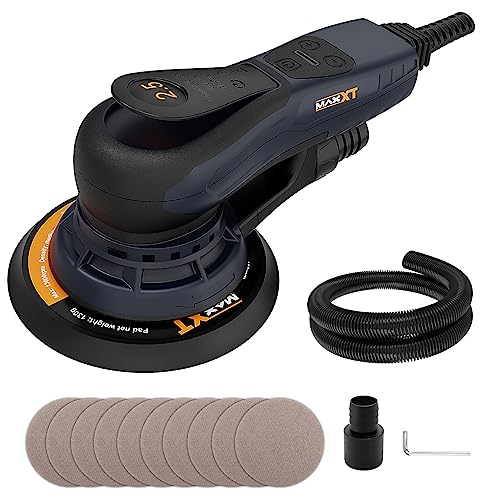 MAXXT Electric 5mm Random Orbital Sander Brushless 350W 3A Multi-function Variable Speed Electric Corded Orbital Sanders Machine with 10 Sanding MAXXT