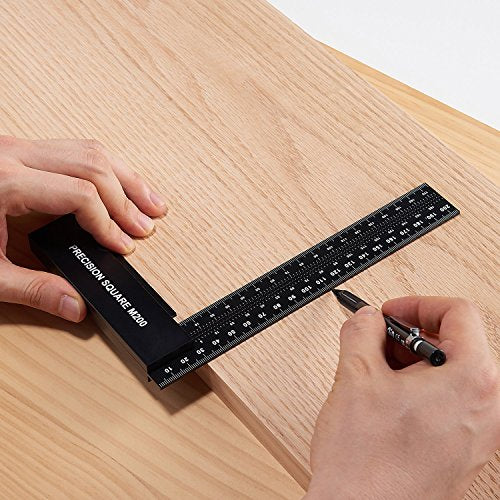 Woodraphic Precision Square 200mm Guaranteed T Measurements Ruler for Measuring and Marking Woodworking Carpenters - Aluminum Steel Framing Woodraphic