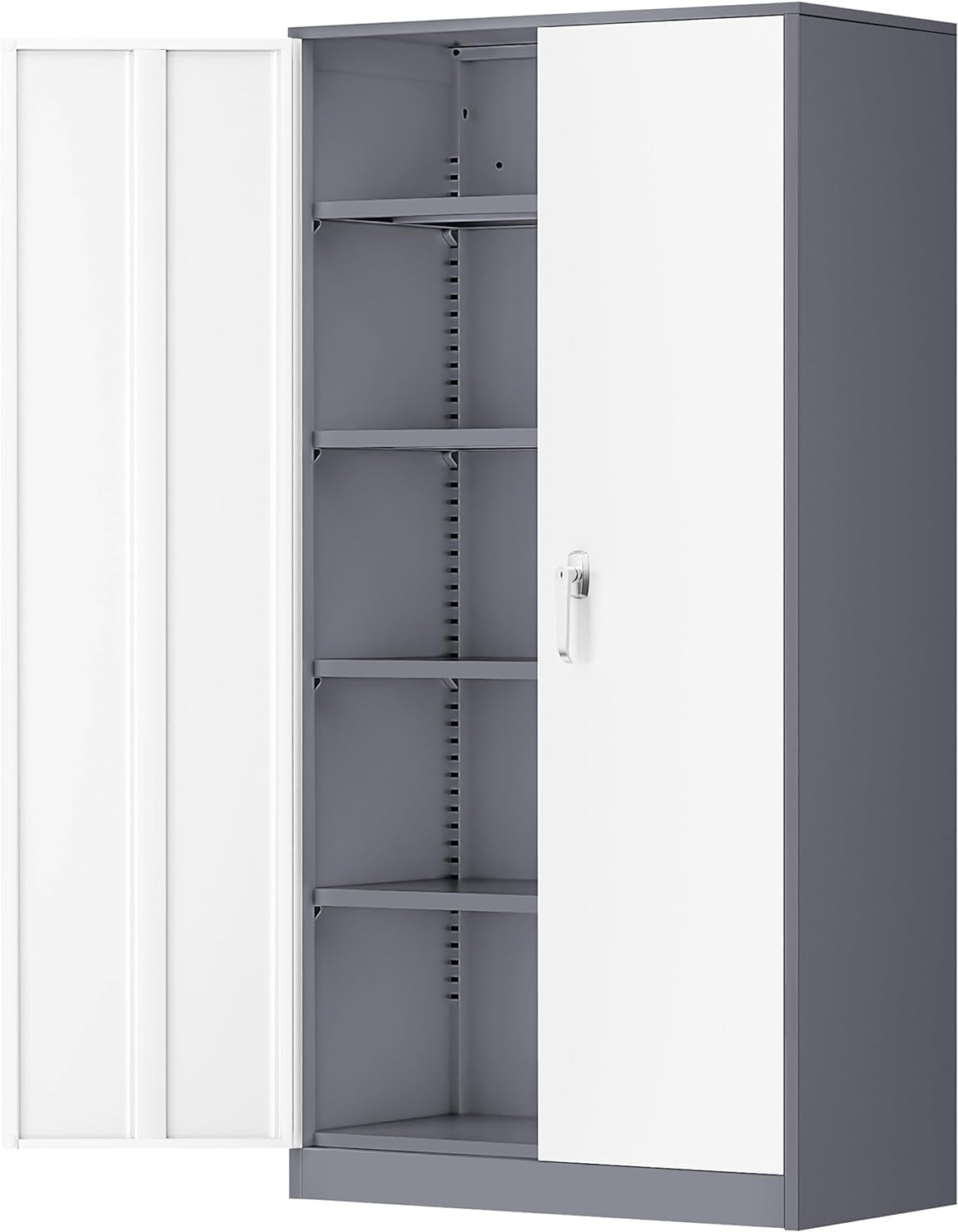 INTERGREAT Metal Garage Storage Cabinet, 72" Tall Locking Storage Cabinet with 2 Doors and 4 Adjustable Shelves, Steel Tool Locking Cabinet for Home INTERGREAT