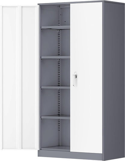 INTERGREAT Metal Garage Storage Cabinet, 72" Tall Locking Storage Cabinet with 2 Doors and 4 Adjustable Shelves, Steel Tool Locking Cabinet for Home