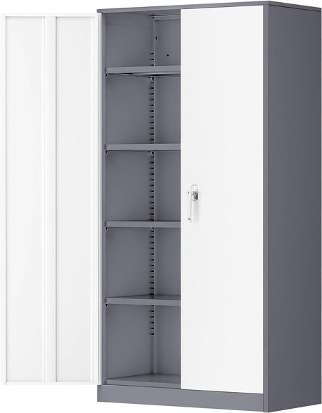 INTERGREAT Metal Garage Storage Cabinet, 72" Tall Locking Storage Cabinet with 2 Doors and 4 Adjustable Shelves, Steel Tool Locking Cabinet for Home INTERGREAT