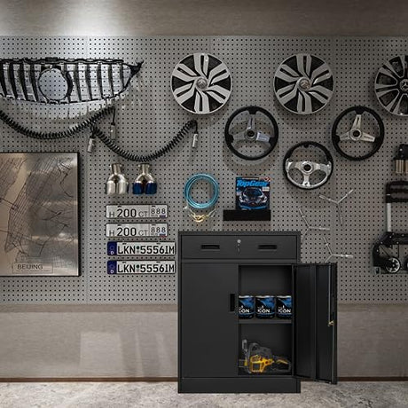 TaskStorz Metal Garage Storage Cabinets，Metal File Cabinet with 1 Locking Drawers, Lockable Storage Cabinets for Office, Home, Garage, Warehouse TaskStorz