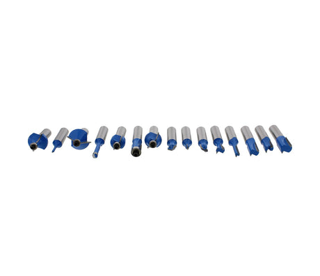 ABN 1/2in Shank Tungsten Carbide Router Bits for Woodworking - Wood Router Bit Set 15p Straight, Dovetail, Chamfer, Ogee ABN