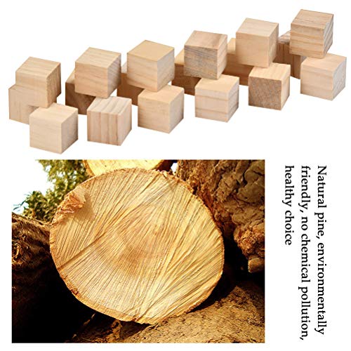 BUYGOO 50Pcs 1.5 inch Wooden Cubes Unfinished Wood Blocks for Wood Crafts, Wooden Cubes, Wood Square Blocks for Crafts and DIY Décor, and DIY BUYGOO