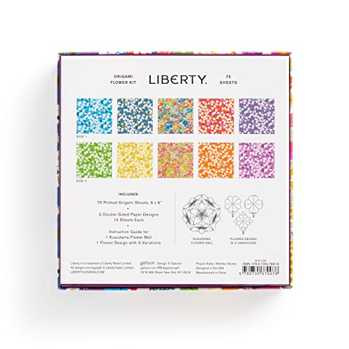 Galison Liberty Classic Floral – Origami Flower Kit Featuring Classic Japanese Design Inspired Mitsi Prints with 75 Sheets and Instructions for - WoodArtSupply