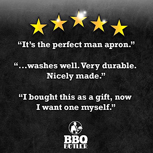 BBQ Butler Grill Apron - Adjustable Canvas Cooking Apron - XXL - Heavy Duty Smoker Apron - Grey BBQ Butler