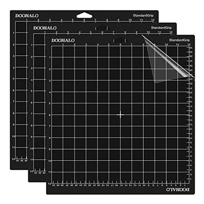 DOOHALO Cutting Mat for Cricut Maker and Cricut Explore Air2/One Smart Cutting Machine Expression 12 X 12 inch 3 Pack Replacement Standardgrip Adhesive Vinyl Mats