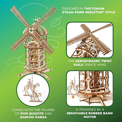 Ugears 70055 3D Tower Windmill Wooden Puzzle Model Building Set Thinking Game DIY Puzzle Educational Toy Environmentally Friendly Adult and Children