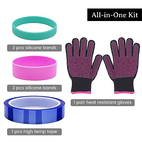 Universal Sublimation Tumblers Kit, 2Pcs Heat Gloves for Sublimation, 6 Pcs Silicone Bands for Sublimation Tumbler, 1 Pc Heat Tape for Sublimation Omoojee