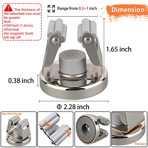 MUTUACTOR Heavy Duty Magnetic Hooks,Strong Magnetic Mop Broom Holder Wall Mount,No Drilling Movable Broom Clip Mop Rack for Garage Kitchen Laundry MUTUACTOR