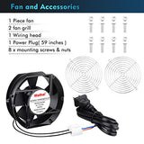 Wathai AC 110V 120V Axial Fan Big Airflow High Speed Dual Ball 172mm x 150mm x 51mm for DIY Cooling Ventilation Exhaust Projects For Server Wathai