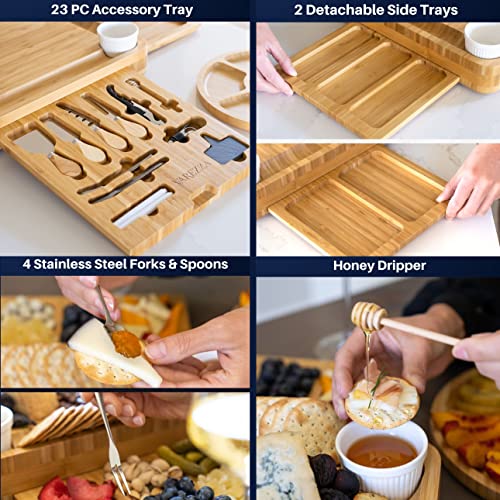 VAREZZA Charcuterie Boards Gift Set: Large Charcuterie Board, Bamboo Cheese Board - Unique Valentine Gifts for Women 23 Entertaining Accessories, - WoodArtSupply