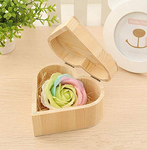 MIAO YUAN 2PCS Unfinished Heart Shape Unpainted DIY Storage Box Wood Craft Box Organizer for Jewelry Box Gift Box Artist Tool - WoodArtSupply