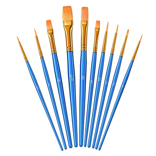 Paint Brush Set, Heartybay 10Pcs Paint Brushes for Acrylic Painting, Water Color Paintbrushes for Kids, Easter Egg Painting Brush, Face Paint Brush