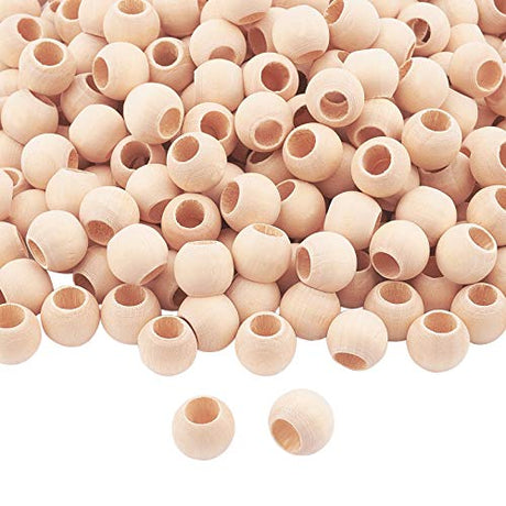 PH PandaHall 300 Pcs 14mm Natural Unfinished Wood Spacer Beads Large Hole Round Ball Wooden Loose Beads for Crafts DIY Jewelry Bracelet Making PH PandaHall