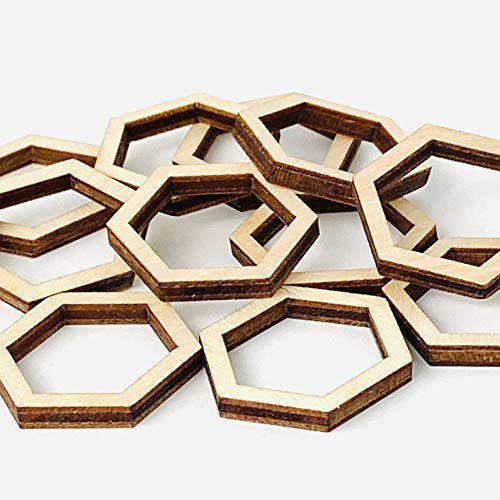 Choose your Size and Quantity (12pc to 48pc) Unfinished Wood Wooden Hollow Hexagon Hexagons Honeycomb, Frame Laser Cutout Dangle Earring Jewelry Texan Wood Crafts