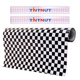 Tintnut Chessboard Permanent Vinyl Roll - 12 inch x 5ft, Checkered Racing Adhesive Vinyl Compatible with Cricut Machine, Black and White Permanent Tintnut
