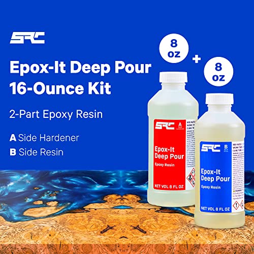 Specialty Resin & Chemical Epox-It Deep Pour 16 oz. Kit | Crystal Clear Epoxy | Easy 1:1 Mix Ratio | Cast Up to 2” | Perfect for Casting River Epox-It