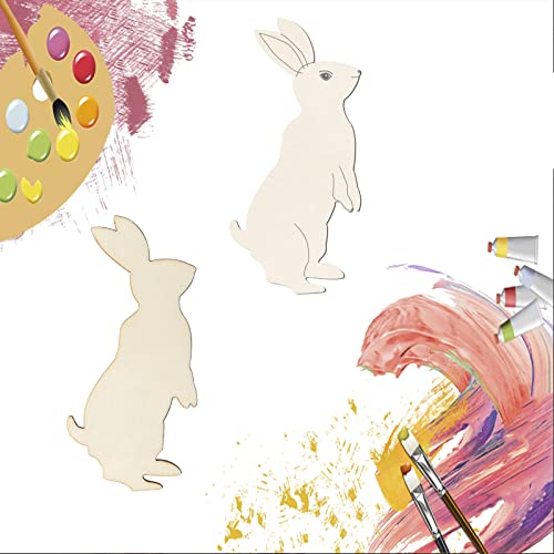 Easter Wooden Bunny Cutouts Unfinished Wooden Rabbit Cutouts Blank Bunny Wood Slices Ornaments for Christmas Wedding Birthday Party Easter Spring Zontween