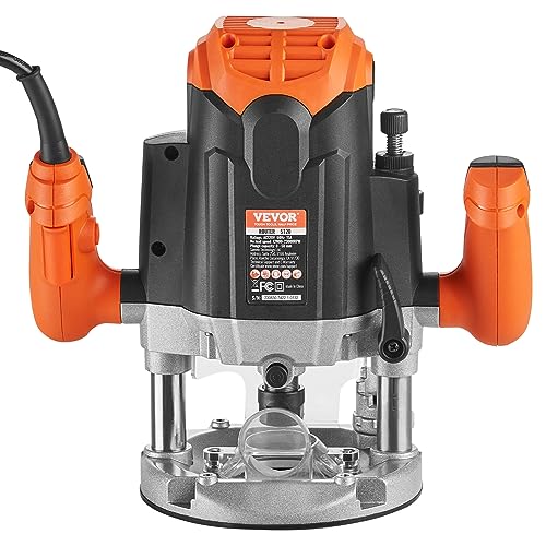 VEVOR Plunge Router, 3-1/4 HP, 120V, 12000-23000 RPM Variable Speed, Electronic Plunge Base Router, Plunge Woodworking Router Kit with Carry Case, VEVOR