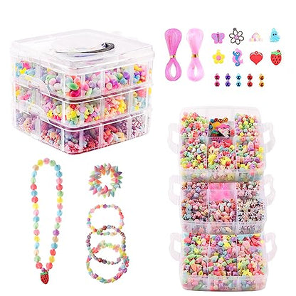 krstinta Jewelry Making Bead Kits for Girls Over 1800 PCS Bracelet Making Kit Beads for Kids Includes Cute Beads, Strings and Accessories with