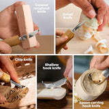 Schaaf Wood Carving Tools Deluxe Wood Carving Kit | Includes Detail Knife, Chip Carving Knife, Sloyd Wood Carving Knife, Spoon Carving Kit | Adult Schaaf Wood Carving Tools
