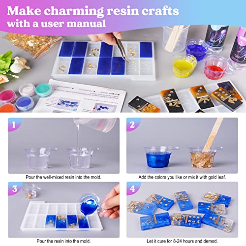 LET'S RESIN Resin Molds Silicone Kit for Making Domino,Epoxy Resin Starter Kit for Beginners, Resin Kits and Molds Complete Set Includes 9.8oz Epoxy