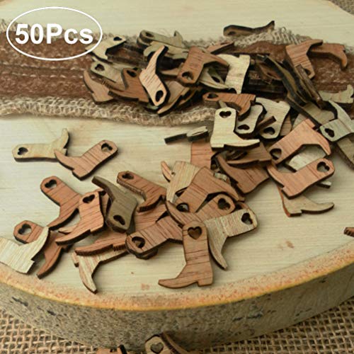 SUPVOX 100pcs Wood Cutouts for Wedding Cowboy Boots Miniature Crafts Decoration for Home Party Festival - WoodArtSupply