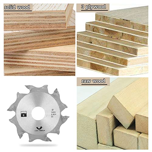 6 Tooth 22mm Bore Biscuit Joiner Blade, 100mm / 4inch Carbide Biscuit Jointer Blade Cutter Replacement, 6 Tooth Carbide Plate Joiner Blade, - WoodArtSupply