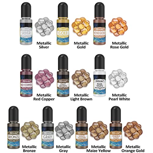 Alcohol Ink Set - 26 Bottles Vibrant Colors Alcohol Inks, High Concentrated Resin Ink, 10 Colors Metallic Alcohol Pigment Resin, Alcohol Based Ink ERCorArt