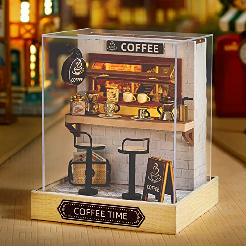 Spilay Dollhouse DIY Miniature Wooden Furniture Kit,Mini Handmade Doll House Wood Box Model with Dust Cover & LED,1:24 Scale Creative Wood Crafts for - WoodArtSupply