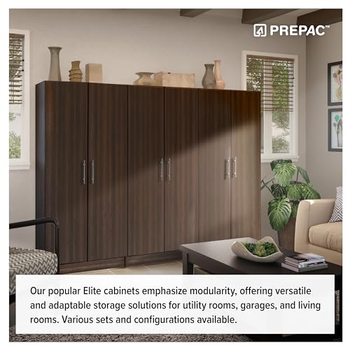 Prepac Elite 32" Storage Cabinet, Brown Storage Cabinet, Bathroom Cabinet, Pantry Cabinet with 3 Shelves 16" D x 32" W x 65" H, EES-3264