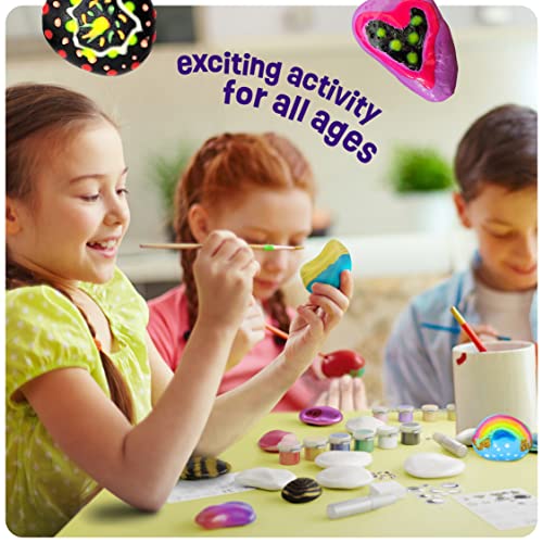 Kids Rock Painting Kit - Glow in The Dark - Arts & Crafts Gifts for Boys and Girls Ages 4-12 - Craft Activities Kits - Creative Art Toys for 4, 5, 6, Dan&Darci