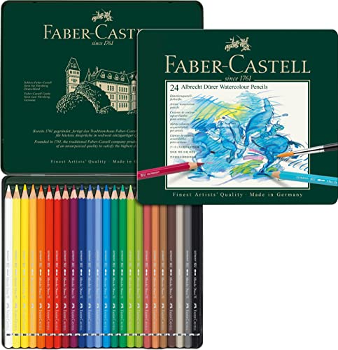 FABER-CASTELL FC117524 Albrecht Durer Artist Watercolor Pencils in A Tin (24 Pack), Assorted - WoodArtSupply