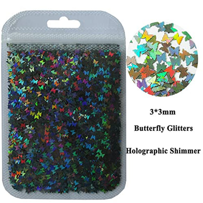 LoveOurHome 60g Butterfly Shapes Chunky Glitter Flakes Holographic Mylar Glitter Sequins Confetti Sparkles Manicure Nail Design Decor Resin Epoxy - WoodArtSupply