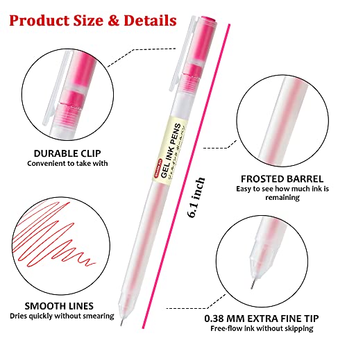 Shuttle Art Gel Ink Ball Point Pens, 15 Colors Japanese Style Pens, 0.38mm Extra-Fine Ballpoint Pens for Home, School and Office Shuttle Art