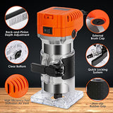 THINKWORK Compact Router, 6.5-Amp 1.25 HP Compact Wood Palm Router Tool, 6 Variable Speeds Wood Trimmer with 15 Pieces 1/4" Router Bits Set, THINKWORK