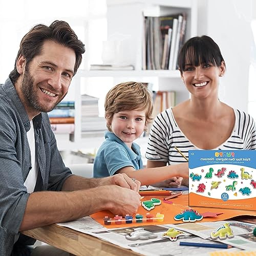 Funto Dinosaur Painting Kit for Kids, Paint Your Own Figurines with Magnet, 27 PCS Arts and Crafts Set, Ceramics to Paint, STEAM Projects Creative - WoodArtSupply