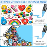 EscriWise 54 Colors Acrylic Paint Pens Paint Markers Set,Dual Tip Paint Markers With Fine Tip and Brush Tip,Premium Paint Pens for Stone,Canvas,Rock EscriWise