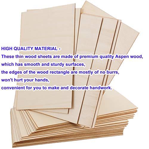 KOHAND 100 PCS 6 x 4 Inch Wooden Sheets, Unfinished Rectangle Wood Pieces, Blank Wooden Cutouts for Crafts DIY Arts KOHAND