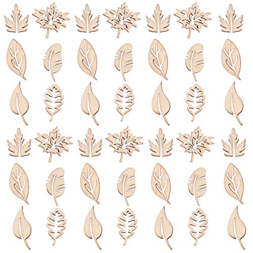 VOSAREA 100pcs Leaves Wood Chips Unfinished Wooden Slices Wooden Leaves Chip Wooden Leaves Embellishments Unfinished Wooden Cutouts Wood Discs Slices VOSAREA
