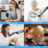 10X Magnifying Glass Lamp, Adjustable Swing Arm 72 LEDs Real Glass Lens Magnifier Light,3 Color Modes 10 Stepless Dimmable,Perfect for Daily Baoomalongly