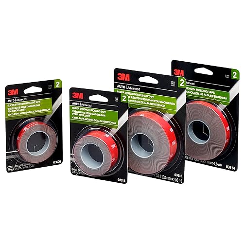 3M Super-Strength Molding Tape, 1/2 in x 15 ft, High Strength Double-Sided Adhesive, Permanently Attaches Side Moldings, Trim and Emblems to Interior 3M