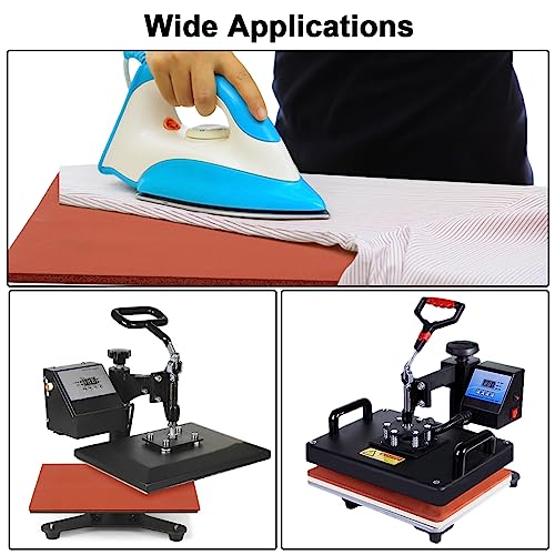 15x15“ Silicone Heat Press Mat with Dressing Ruler Set, 0.3” Thickest Silicone Heat Press Pad for Heat Press Machine, Flat Heat Transfer Press BATTIPAW