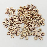 HEALLILY 20 Pcs Flower Wood Shapes Craft Wooden Slices DIY Unfinished Wood Ornament for DIY Art Home Decoration HEALLILY
