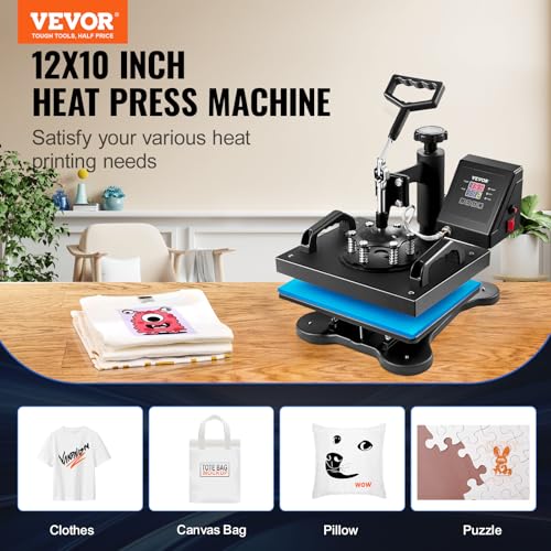 VEVOR Heat Press, Clamshell 12x10in Sublimation Transfer Printer, Digital Precise LCD Control Printing, Vinyl Heat Press for T-Shirts Bags Garments VEVOR