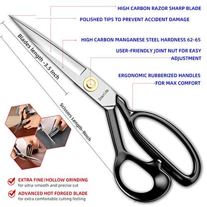 Fabric Scissors Tailor Sewing Shears - 9 Inch Heady Duty Scissors for Fabric Cutting Professional Ultra Sharp Cloth Tailor Scissors Multipurpose - WoodArtSupply