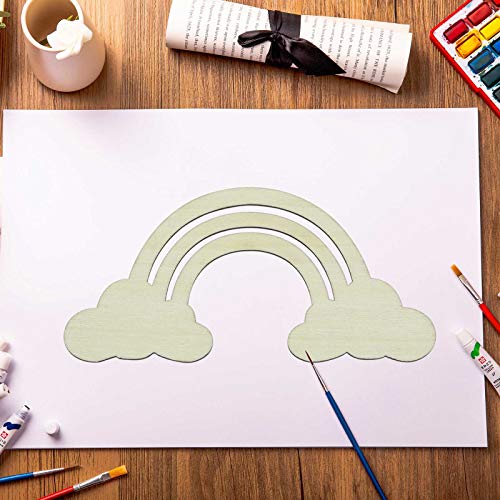 Creaides Rainbow Wood DIY Crafts Cutout Rainbow Shaped Wooden Ornaments Unfinished Wood Slices Embellishments for Wedding Birthday Christmas Party Creaides