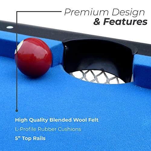 Hathaway Fairmont Portable 6-Ft Pool Table for Families with Easy Folding for Storage, Includes Balls, Cues, Chalk, Blue Hathaway