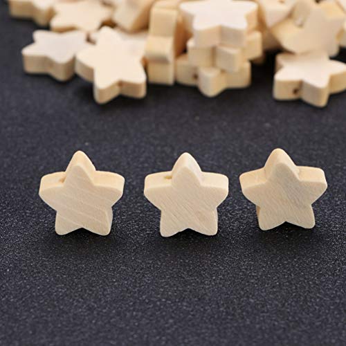 Wood Beads 100pcs Unfinished Wood Stars Beads Wooden Star Beads Natural for Craft Bracelet Necklace Jewelry Making Craft Beads Wooden Beads